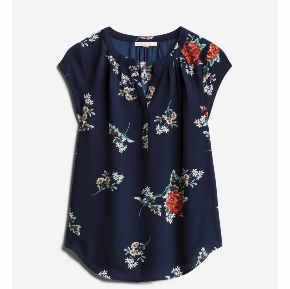 Fun2Fun Walden Split Neck Blouse